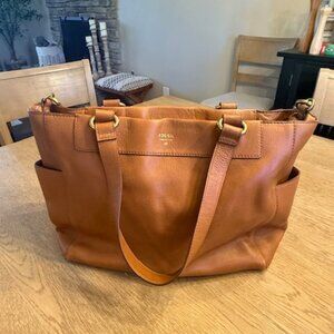 Fossil Jolie Leather Tote in Brandy Color